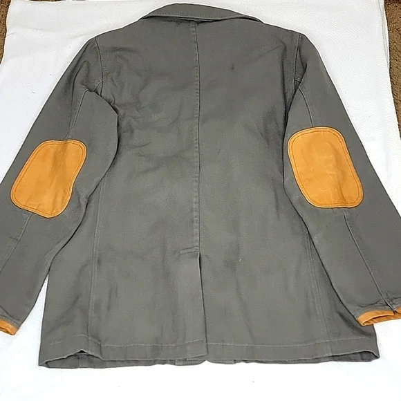 Orvis Zambesi Field Jacket Size 46 T Leather Elbow Patches Olive Green